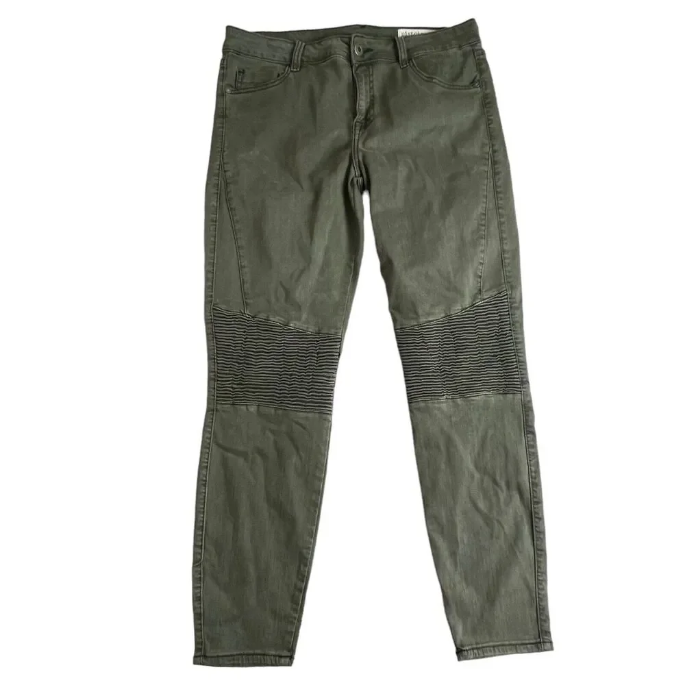 Pistola‎ Womens Green Mid Rise Skinny Moto Jeans 30